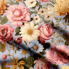 Soft pastel flowers Print Fabric