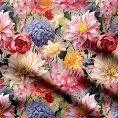 Pastel colour flowers Print Fabric