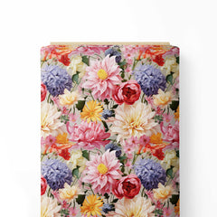 Pastel colour flowers Print Fabric