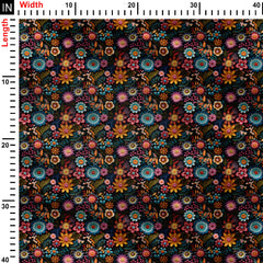 embroidered style flowers Print Fabric