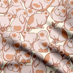 Marvellous Bunny In Flower Garden Print Fabric