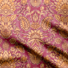 Ajrakh Block Print Allover Pink Print Fabric