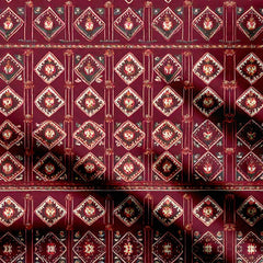 Burgundy Ethnic Print Fabric