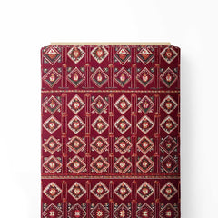 Burgundy Ethnic Print Fabric