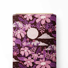 Moonlit Flower Garden - Purple Print Fabric