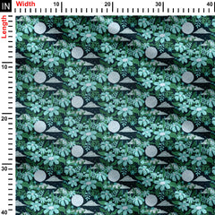 Moonlit Flower Garden - Blue Print Fabric