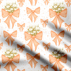 Bow Bouquet - Peach Fuzz and White Print Fabric