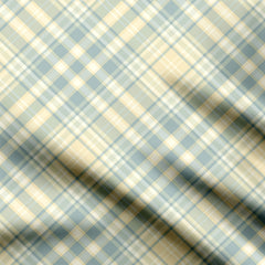 Blue Checkered Edge Stripes design Print Fabric