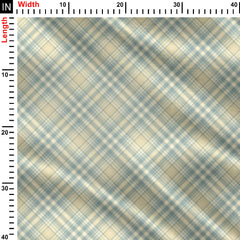 Blue Checkered Edge Stripes design Print Fabric