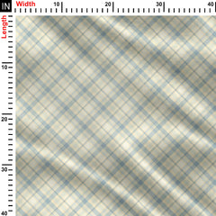 Geometric Harmony Checkered Edge Stripes design Print Fabric