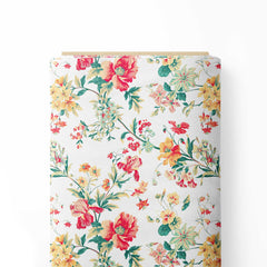 big flowers allover with white ground Print Fabric