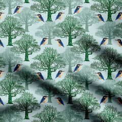 Kingfisher green forest Cotton Poplin Print Fabric