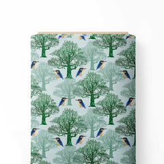 Kingfisher green forest Cotton Poplin Print Fabric