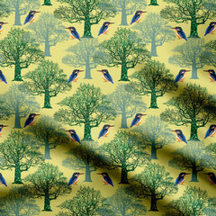 Kingfisher summer forest Print Fabric