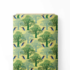 Kingfisher summer forest Print Fabric