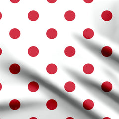 Red on white polka dots Print Fabric