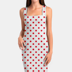 Red on white polka dots Print Fabric