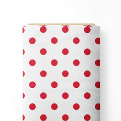 Red on white polka dots Print Fabric