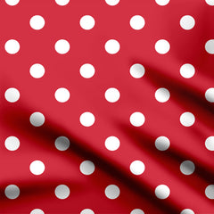 White on Red polka dots Print Fabric