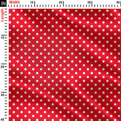 White on Red polka dots Print Fabric