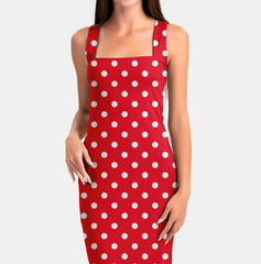 White on Red polka dots Print Fabric