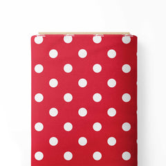 White on Red polka dots Print Fabric