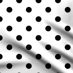 Diagonal Black on White Polka Dots Print Fabric