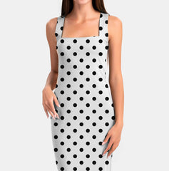 Diagonal Black on White Polka Dots Print Fabric