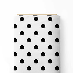 Diagonal Black on White Polka Dots Print Fabric