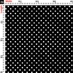 Diagonal White on Black Polka Dots Print Fabric