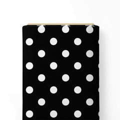 Diagonal White on Black Polka Dots Print Fabric