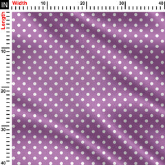 White on Lilac polka dots Print Fabric