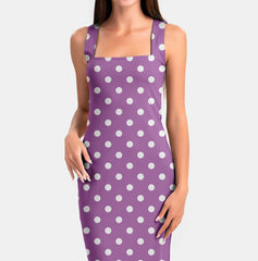 White on Lilac polka dots Print Fabric