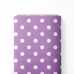 White on Lilac polka dots Print Fabric