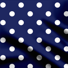 White on Navy Blue Polka Dots Print Fabric