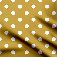 White on Mustard Polka Dots Print Fabric