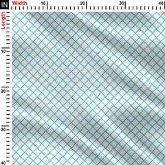 Diagonal Blue Green Checks Print Fabric