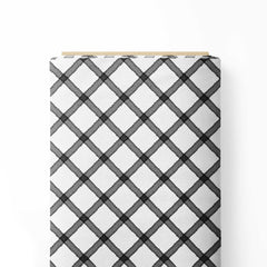 Black White Watercolor Checks Print Fabric