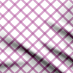 Pink White Watercolor Checks Print Fabric