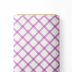 Pink White Watercolor Checks Print Fabric