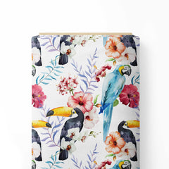 floral with birds allover Print Fabric