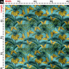 floral with butterfly Print Fabric