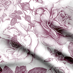 large mono flowers Print Fabric