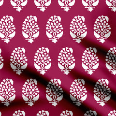 Pinky Blush Leaves Print Fabric