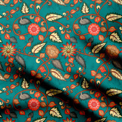 Kalamkari Mariya Green Print Fabric