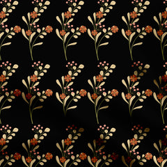 Black Floral Print Fabric