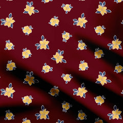 Maroon Floral 1 Print Fabric