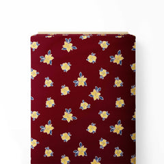 Maroon Floral 1 Print Fabric