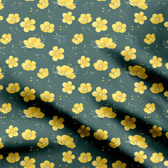 Yellow Floral 3 Print Fabric