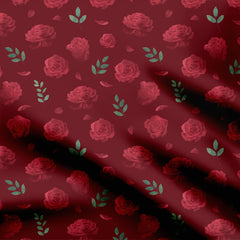 Maroon Roses Print Fabric